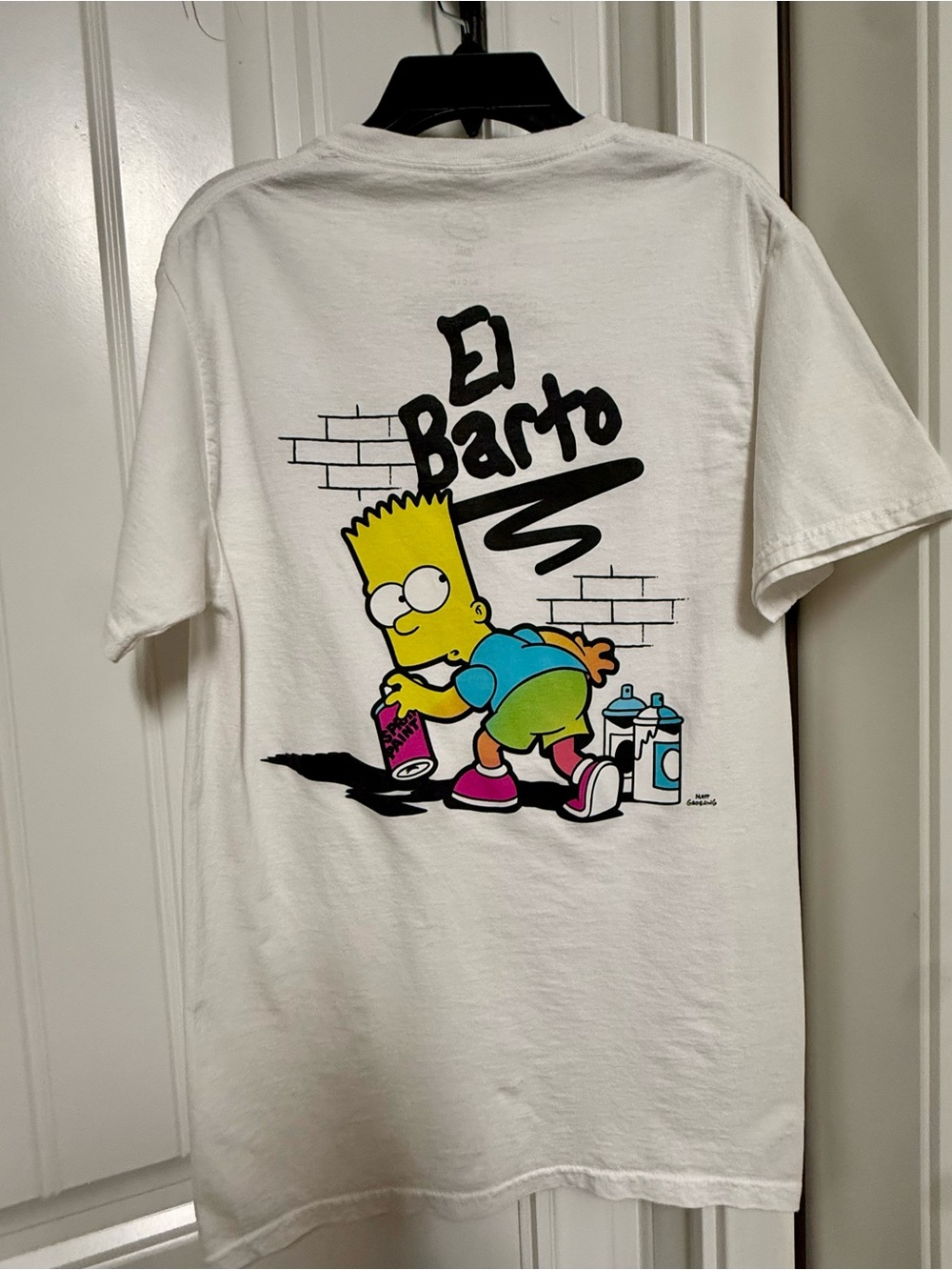El Barto Graffiti Tee - White Bart Simpson Graphic T-Shirt